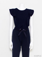 ラッフルスリーブトップス/ネイビー