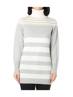 ラメボーダータートルニット/ライトグレー(311)