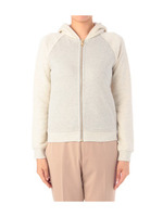 ラメ使いツイーディ裏毛ジップアップパーカ/ライトベージュ(051)