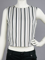 ランダムストライプTOP/ブラック×オフホワイト