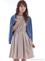 リネンライクタックワンピース/ブルー