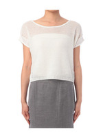 リネン混ショート丈ニット/ホワイト(001)