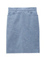 リネン混デニムストレッチスカート/ブルー系(092)