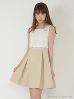 レースコンビワンピース/ベージュ