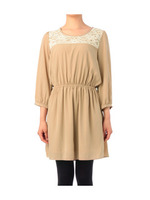 レース切替ワンピース/ベージュ系(051)