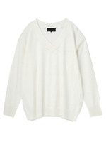 レーヨンブレンド切り込みニット/ホワイト(003)