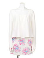 レイヤードフラワーコンビOP/WHT