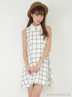 格子チェックワンピース/ネイビー