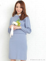 衿付きニットワンピース/ベージュ