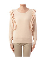 肩フリルニット/ピンク系(073)