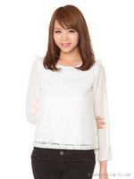 肩フリルレースPO/ネイビー