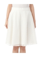 刺しゅうレースフレアスカート/ブルー系(095)