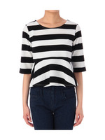 鹿の子ボーダーペプラムプルオーバー/ブラック(319)