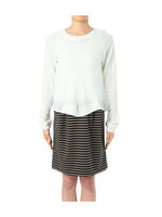 切り替えラグランニット+インナーワンピース/ブルー(592)