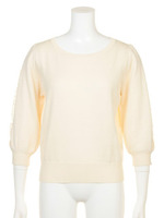 袖レースニットプルオーバー/Navy