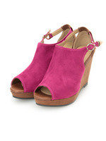 配色スエード風ウェッジサンダル/ピンク系(172)