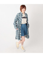 柄シャツワンピース/ネイビー系(390)