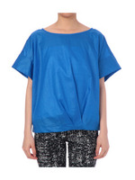 麻混コーティングブラウス/ブルー系(092)