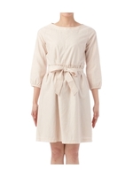 麻混リボンワンピース/ブルー系(092)