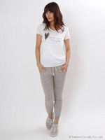 綿麻杢裏毛　イージーパンツ/ベージュ