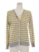 Border cardigan/GRAY×YELLOW