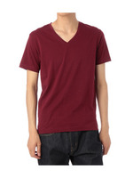 VネックコットンTシャツ/レッド系(064)