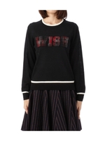 ニードルパンチ使いニットプルオーバー/ブラック(019)