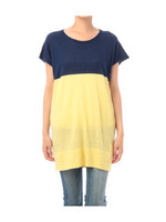 バイカラーリネン混ニットワンピース/ネイビー系(593)