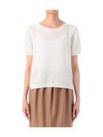 メッシュ編みニットプルオーバー/ホワイト(003)