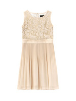 レース切り替え消しプリーツワンピース/ライトベージュ(051)