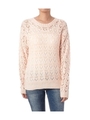 レース風透かし編みニットプルオーバー/ピンク系(072)