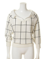 カラー付きオフショルニットトップス/CHECK