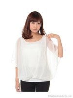 シフォンコンビバタフライトップス/ベージュ