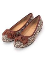 ラメツイード調リボンバレエシューズ/ブラック(019)