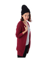 変り織ミディ丈ニットカーディガン/レッド系(068)