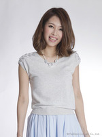 ショルダーレースアップニット/ライトグレー