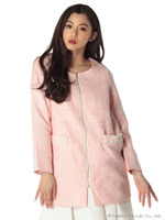 ツイードジップアップコート/オレンジ