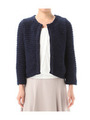 トリミングミックスニットカーディガン/ネイビー系(093)