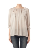 後ろリボンタックギャザーブラウス/ベージュ系(051)