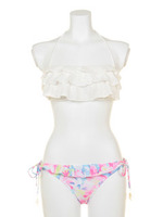 無地レース×レインボーフラワー/ホワイト