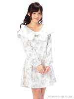 【LIZ LISA】ビッグ襟リボン花柄ワンピース/ピンク