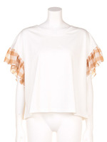 【mystic】袖フリルクルーネックプルオーバー/オフホワイト