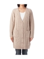 セミロングケーブルニットカーディガン/ライトベージュ(051)