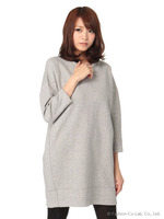 ダブルフェイスボンディングワンピース/杢グレー