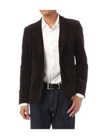 チェック柄ベロアタッチジャケット/ブラウン系(044)