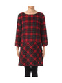 チェック柄切り替えワンピース/レッド(262)