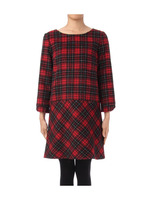 チェック柄切り替えワンピース/レッド(262)