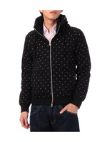 フード収納式ドット柄ジップブルゾン/ブルー系(996)