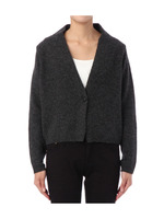 リネン混ワンボタンショートカーディガン/オフホワイト(003)