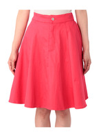 切り替えフレアスカート/レッド系(067)